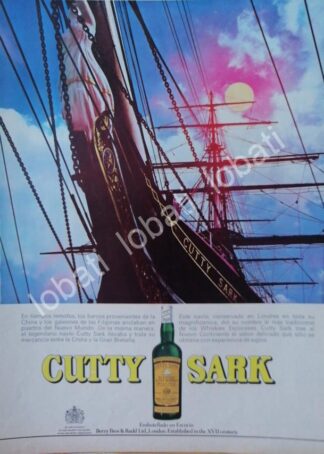 CARTEL ANTIGUO ORIGINAL DE VINOS. WHISKY CUTTY SARK 1960s /578