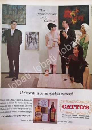 CARTEL ANTIGUO ORIGINAL DE VINOS. WHISKY CATTOS GOLD LABEL 1965 /569 /RARO