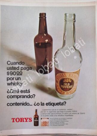 CARTEL ANTIGUO ORIGINAL DE VINOS. WHISKY TORYS 1968 /539