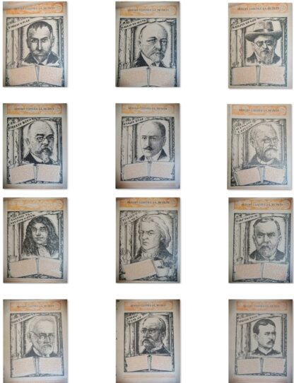 13 GRABADOS ANTIGUOS DE LEONEL GARCIA 1945 MEDICOS CELEBRES. /Caricaturistas