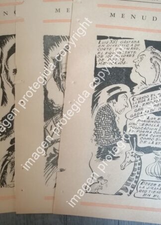 4 TIRAS COMICAS ANTIGUAS DE LEONEL GARCIA 1952 MENUDENCIAS. /RARO