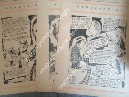 4 TIRAS COMICAS ANTIGUAS DE LEONEL GARCIA 1952 MENUDENCIAS. /RARO