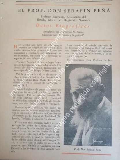 AFICHE RETRO. SOBRE DON. SERAFIN PEÑA. 1952 / Maestros
