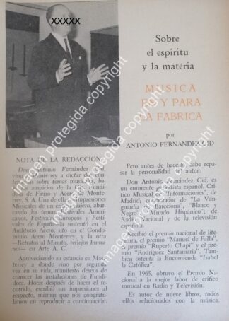 AFICHE RETRO. ANTONIO FERNANDEZ CID EN FUNDIDORA MONTERREY 1966 /Musicos