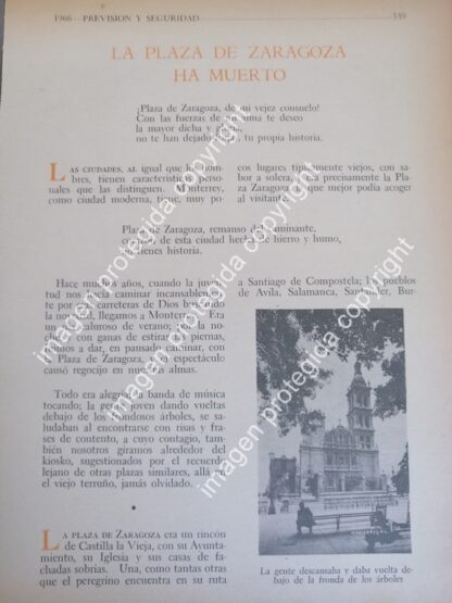 AFICHE RETRO. SOBRE LA PLAZA ZARAGOZA 1966 /MONTERREY LDM