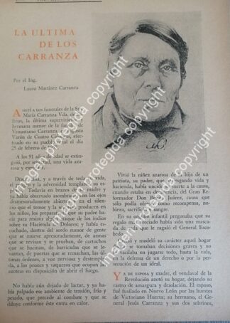 AFICHE RETRO. MARIA CARRANZA DE LA GARZA 1959