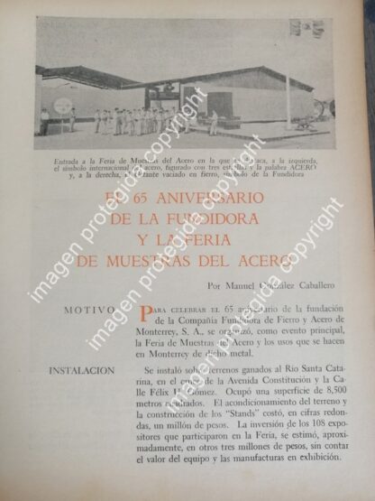 AFICHE RETRO . REPORTAJE 65 ANIVERSARIO DE FUNDIDORA MONTERREY 1966