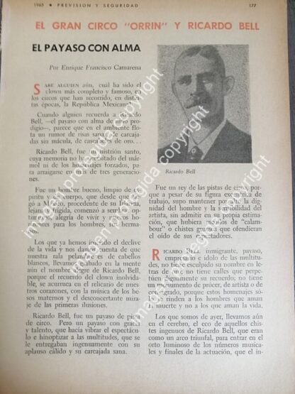 AFICHE RETRO . RICARDO BELL Y EL CIRCO ORRIN 1965