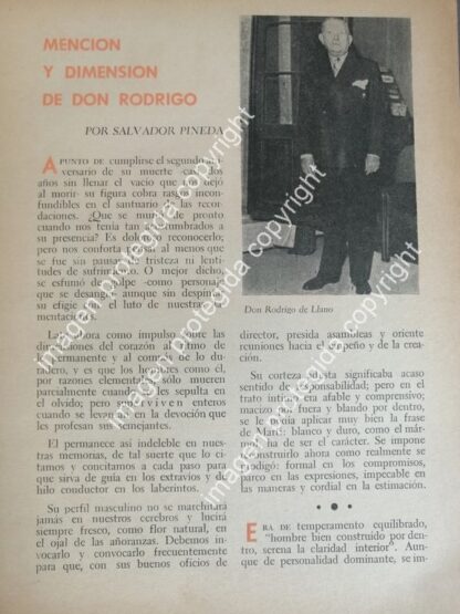 AFICHE RETRO . RECUERDANA A RODRIGO DE LLANO 1965 /Periodistas