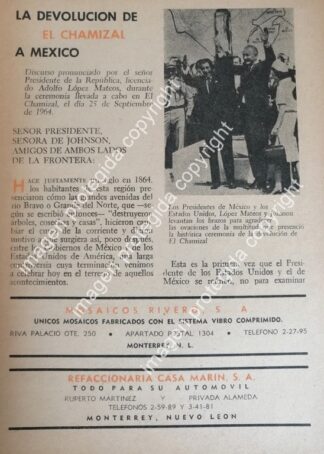 AFICHE RETRO LA DEVOLUCION DEL CHAMIZAL 1965